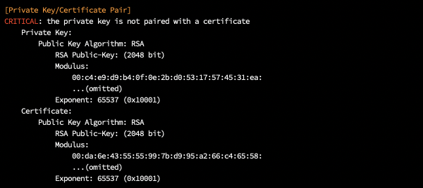 Private Key/Certificate Pair出力例
