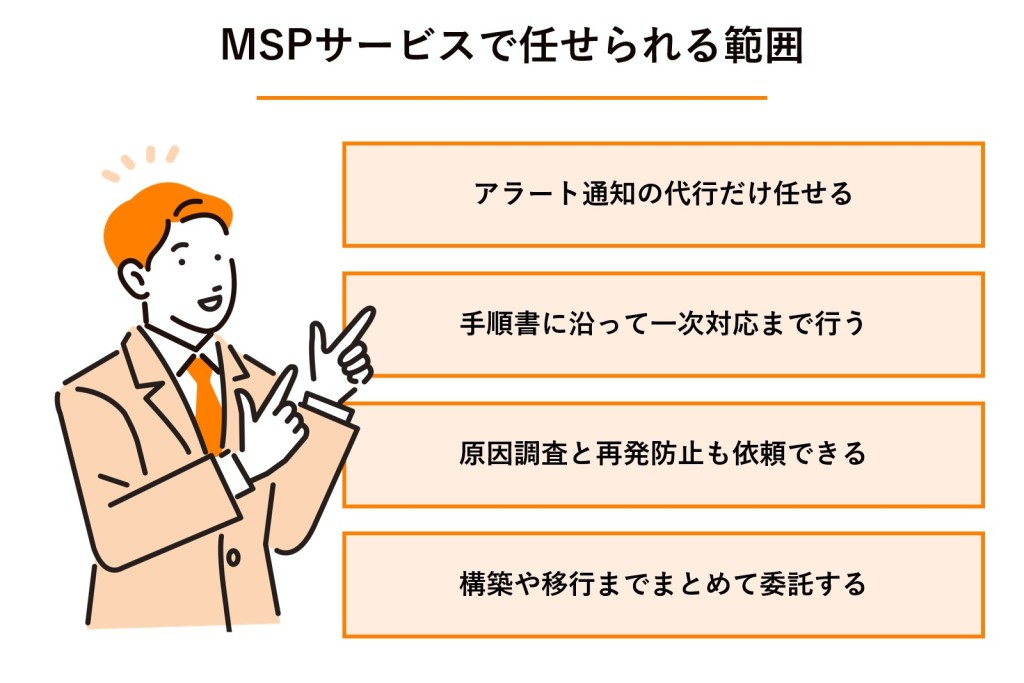 MSPサービスで任せられる範囲の図解