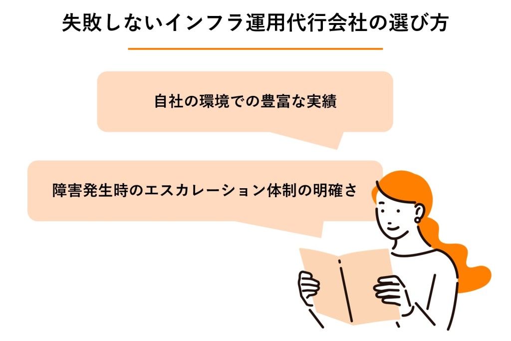 失敗しないインフラ運用代行会社の選び方の図解