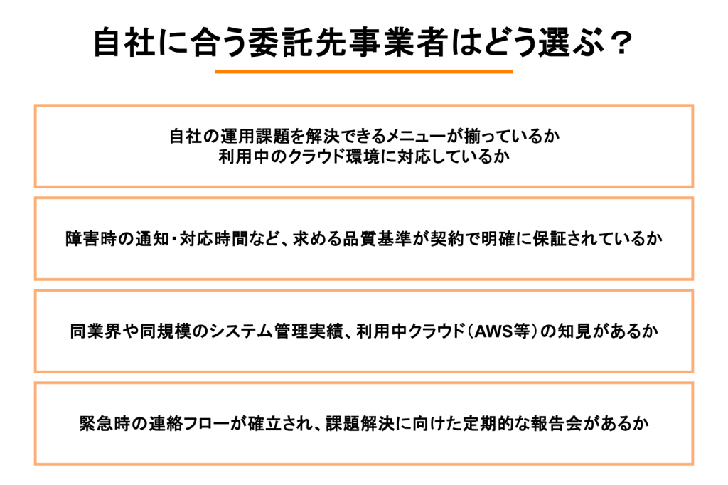 自社に合う委託先事業者はどう選ぶ?の図解